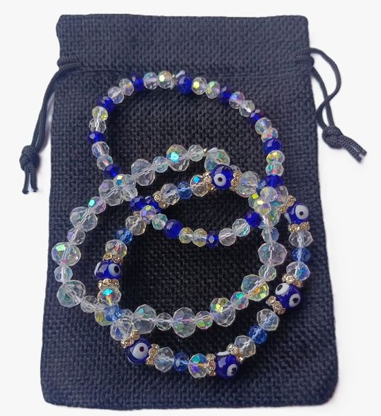 Evil Eye &amp; Crystal Stack Bracelet Set (EM50)