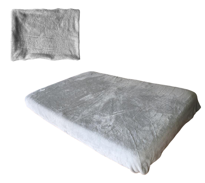 Mongolian Fleece Cot Fitted Sheet &amp; Baby Pillowcase-Light Grey-60cm x 120cm