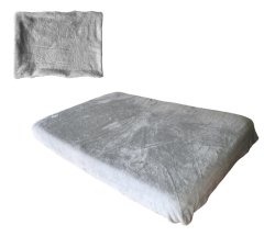 Mongolian Fleece Cot Fitted Sheet &amp; Baby Pillowcase-Light Grey-66cm x 132cm