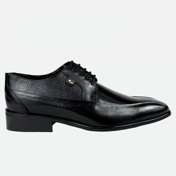 John Drake Black Leather Tramline Lace-Up Shoe - Classic Formal Dress Shoe