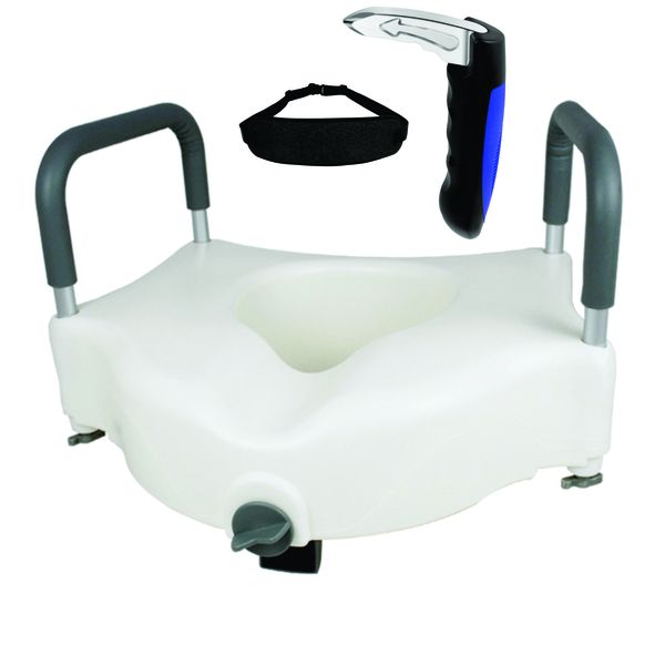 Raised Toilet Seat With Padded Arm &amp; Handles Seat Riser For Elderly\Disable