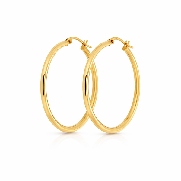 Vixen 9ct Yellow Gold Classic Hoop Earrings 30mm x 2mm