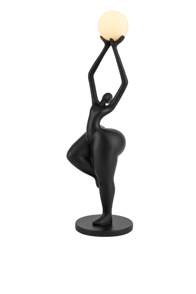 Ziyane Black Resin Lady Lamp with Warm LED Globes