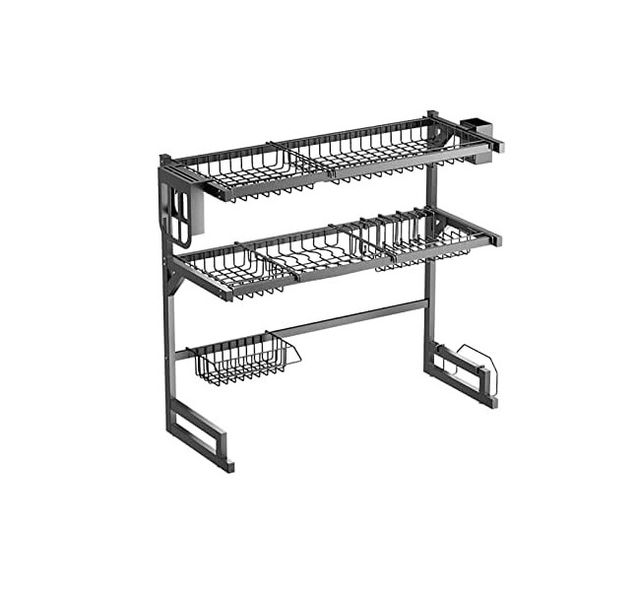 2-Tier Over-Sink Stainless Steel Dish Rack-65cm