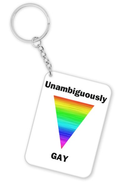 Unambiguously Gay Birthday Christmas Queer Lesbian Gift Keyring
