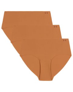 Under Armour Women's UA Pure Stretch 3-Pack No Show Hipster - Brown