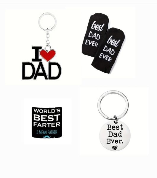 Father's Day Gift Combo - Keychains, Socks &amp; Sticker (4-Piece Set)