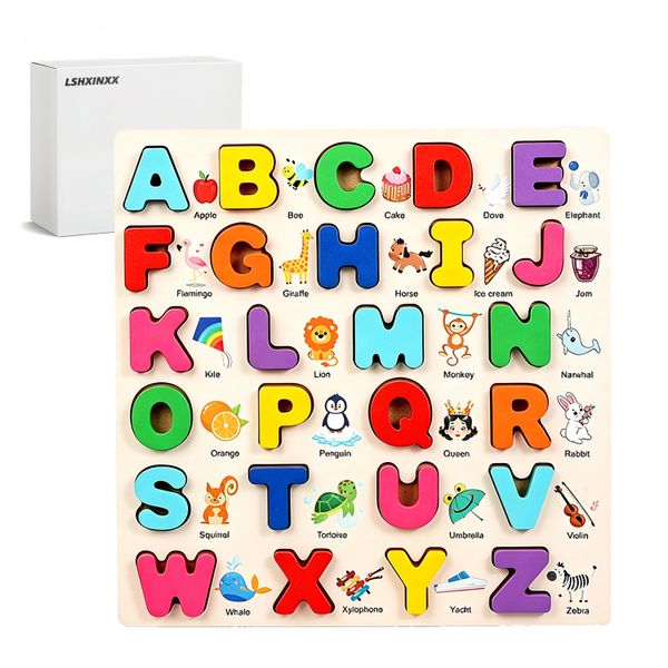 Alphabet Puzzles Wooden Puzzles for Toddlers Toy, Shape ABC Puzzle Alphabet