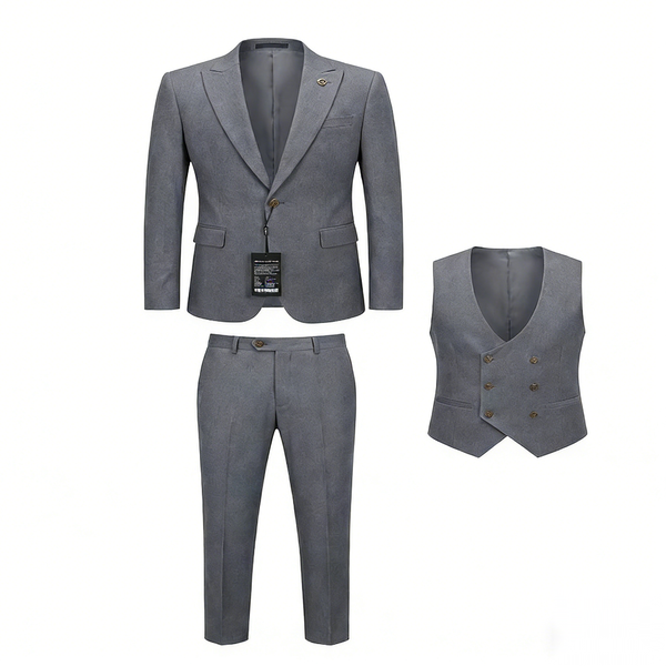 Men's Formal Slim Fit Suit Set Grey - Lively - 3 Piece