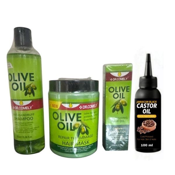 Olive Oil Repair Damage Hair Shampoo, Mask, Oil &amp; Black Castor Oil