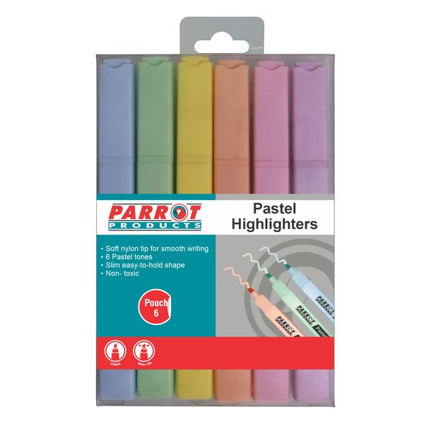 Parrot Products Pastel Highlighter Set - 6 Assorted Colors