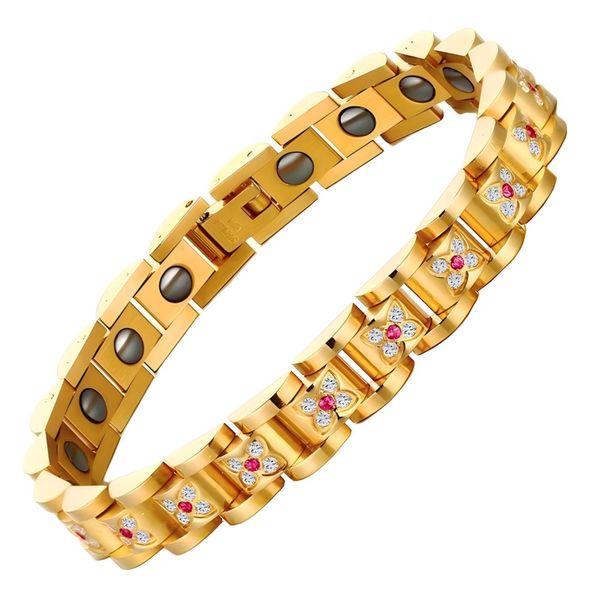 Titanium Steel Zirconia Crystal Bracelet Magnetic Therapy Couple Bracelets