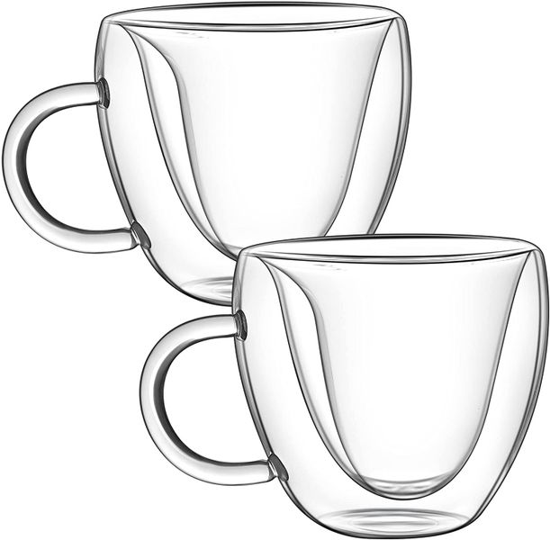 Soul Lifestyle Double Wall Borosilicate Heart - Shaped Mugs 180ml - Set of 2