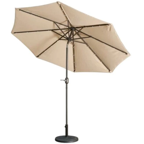 Outdoor Patio Umbrella with Crank &amp; Tilt - 2.7m Beige Canopy, UV Protection