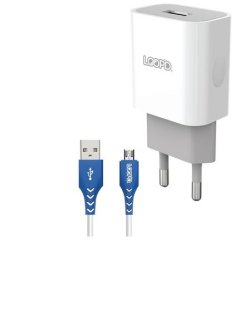 LOOP'D 1 Port 2.1A Wall Charger With Micro USB Cable - White