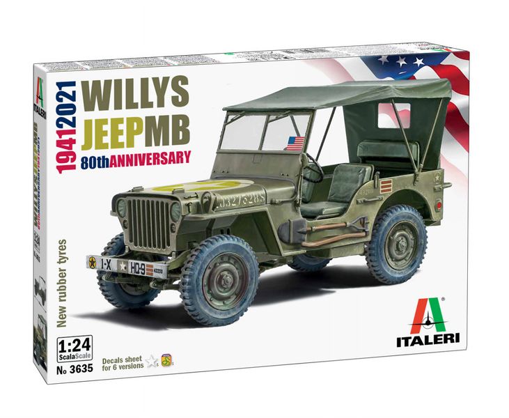 Italeri 1/24 Willys Jeep MB 80th Anniversary 1941 - 2021 Plastic Model Kit