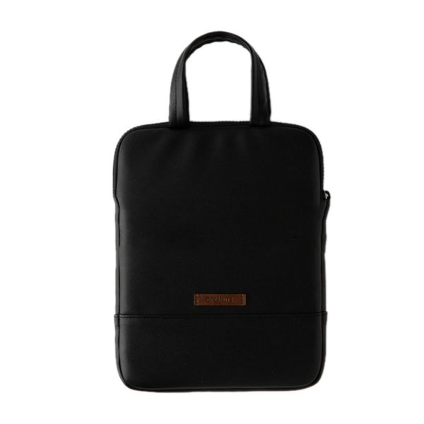 Laptop Bag Shock Resistant PU Leather Tablet Bag with Handle 11in Black