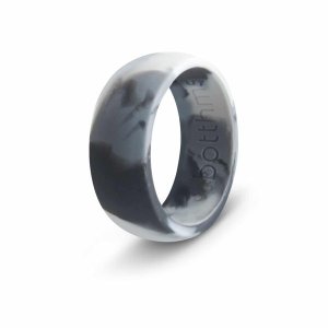 botthms Army Flow Silicone Ring, Silicone Wedding Ring For Men, Camo Black