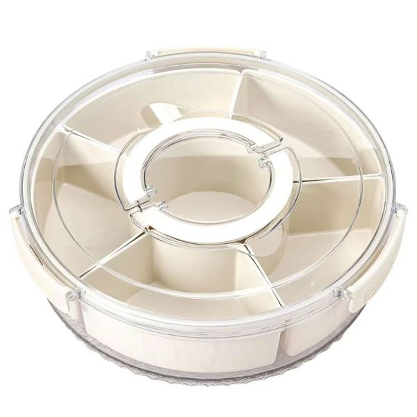 6-Grid Rotating Sealed Food Storage Box With Handle