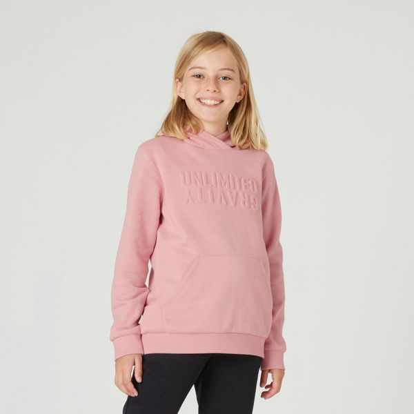 Domyos Kids' Warm Hooded Sweatshirt 500 - Pink Print