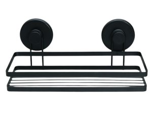 Bathroom Solutions Rectangular Black Iron Shower Rack with Suction Cups