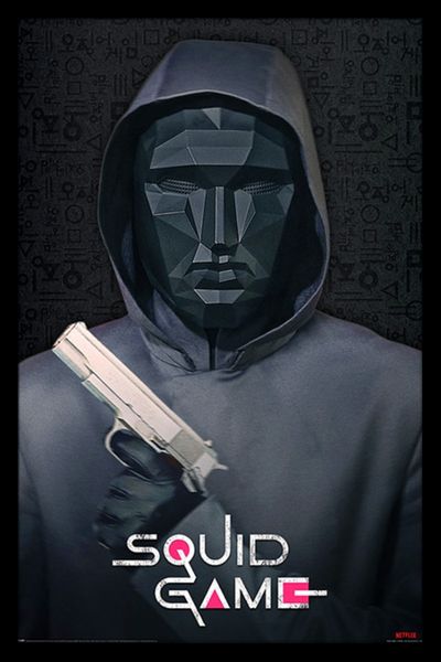 Squid Game (Mask Man) Poster with Black Frame