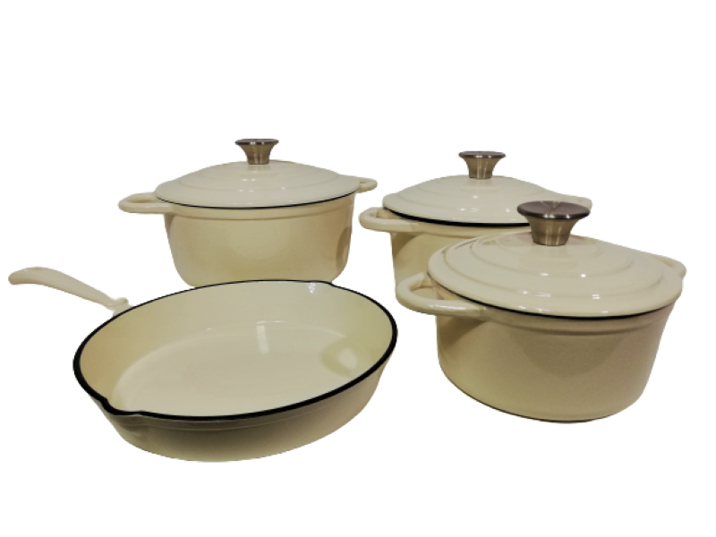 Pot set 7 Piece Cast Iron Grooved Lid
