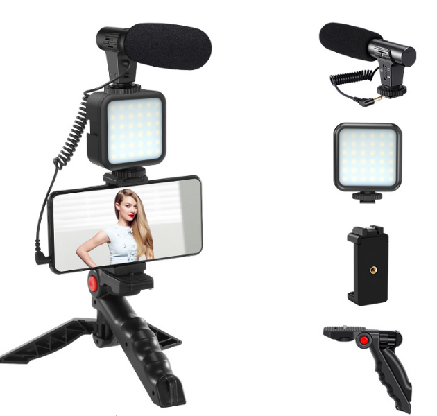 Pack 2 Vlogging Kit with Tripod LED Video Light &amp; Phone Holder Hb