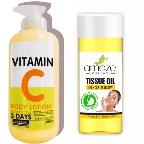 VITAMIN C Body Lotion 3 days &amp; Amaze Skincare Tissue Oil for Skin glow