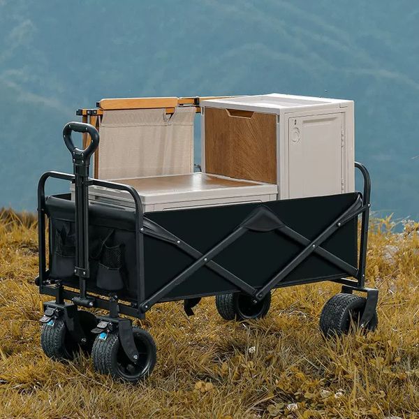 Folding Camping Cart 90cm x 50cm Outdoor Beach Wagon Portable Trolley