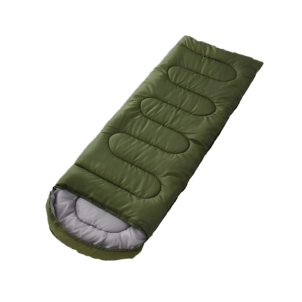 Hooded Camping Sleeping Bag 180cm - Army Green