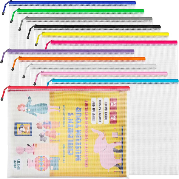 A3 (16.9x12.4 in,12 Pcs) Mesh Zipper Pouch