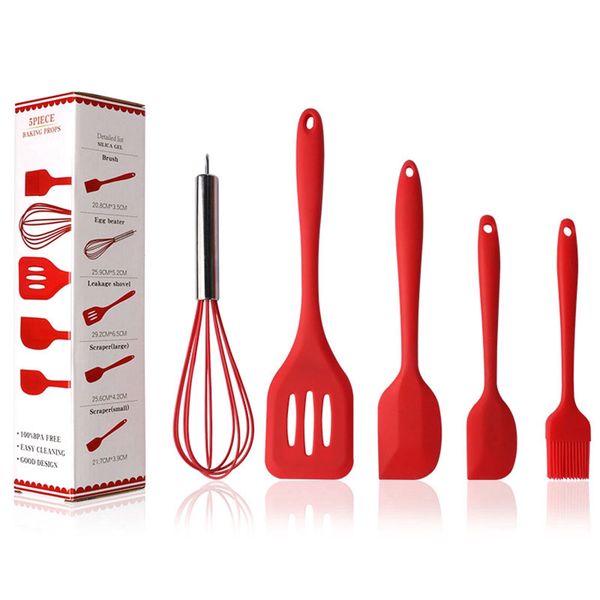 5 Pieces Silicon Baking Tools - Red