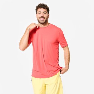 Domyos Men's Short-Sleeved Crew Neck Breathable Fitness T-Shirt - Pink