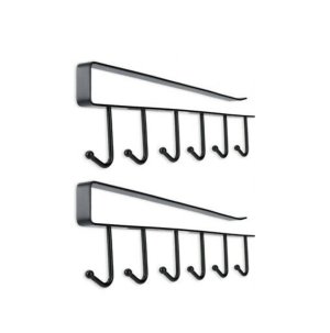 2 Pack Multi Purpose Storage Hook Cupboard Shelf Hanging Dish Rack-Black
