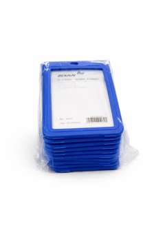 Vertical ID Card Holder - Blue, Hard Plastic (54 × 85 mm)-10 x Pcs