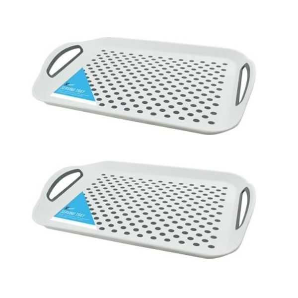 2 Anti Slip Serving Trays - White