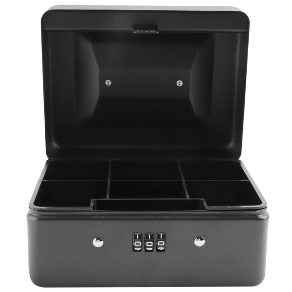 Metal Coin Box with Combination Lock 15 x 12 7.7cm (Black)