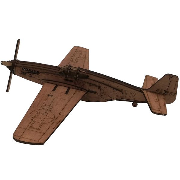 Mustang P51 Aeroplane Plane 3D Puzzle Wooden 3D Model Everything Laser