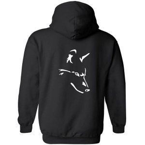 Wolf Black Hoodie Front Pocket Back Print
