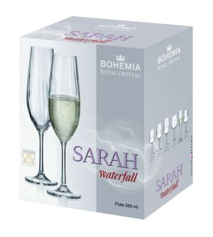 Bohemia Royal Crystal Sarah Waterfall Flute Glasses 6 Pack