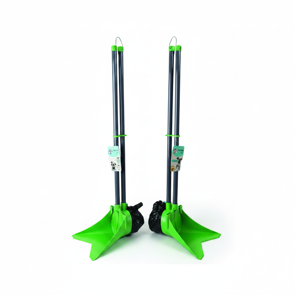 Pet Buddy Metal Poop Scoop Spade with Adjustable Handle and Bag - 2 Pack