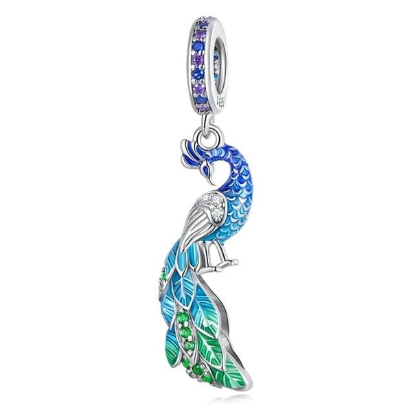 925 Sterling Silver Charm, Peacock Charm for Bracelet, Charm for Women