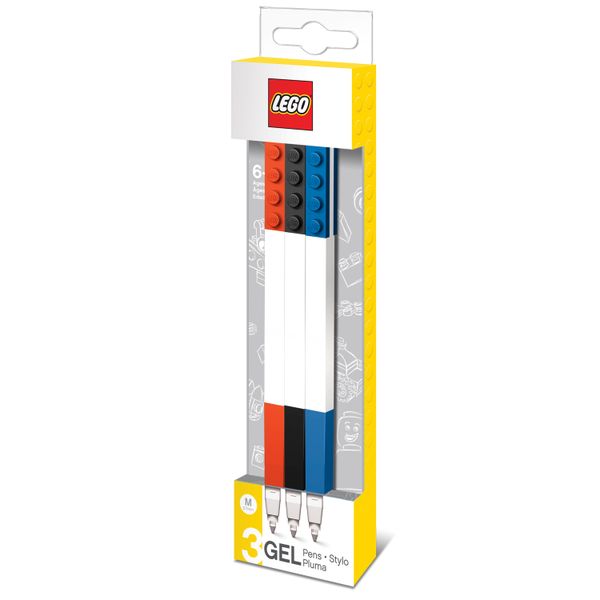 Lego 3 Pack Gel Pens; Red, Black, Blue