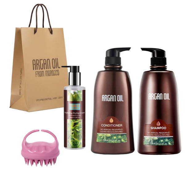 Argan Oil 750ml Shampoo Conditioner 250ml Hydrating Styler &amp; Scalp Massager