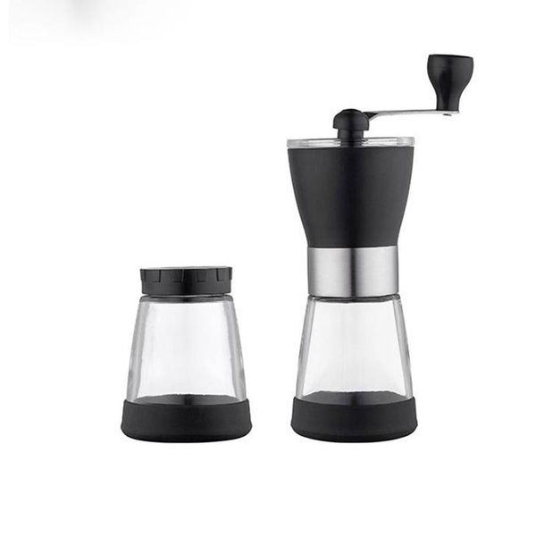 Manual Coffee Mill Set Adjustable Stainless Steel Glass Base Coffee Mill S