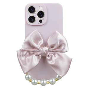 Bow And Pearl Handle Phone Case Compatible With iPhone 15 Pro Max - Pink