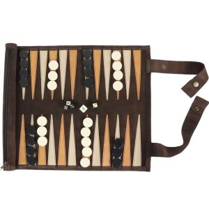 Backgammon Leather Roll-up Set