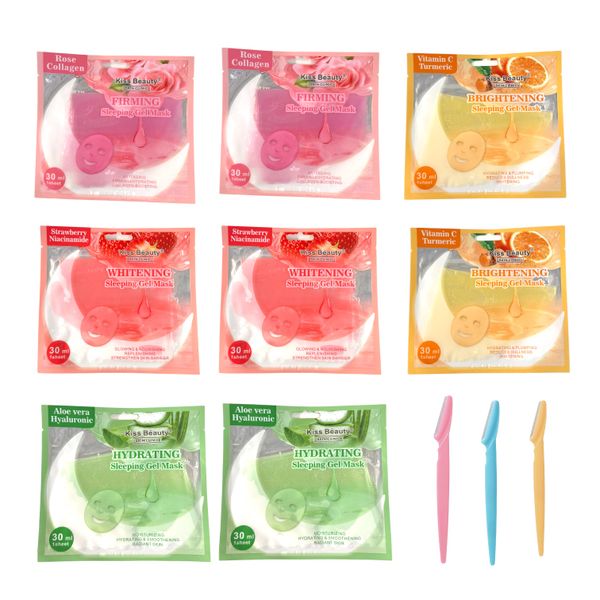 9 Pieces - Kiss Beauty Firming Anti-aging Face Gel Sleep Mask Sheet