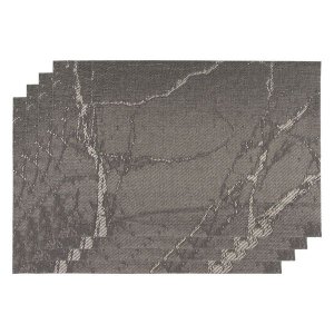 Regent Place Mats Woven Pvc Grey Marble, 4 Pieces Roll 300X450Mm